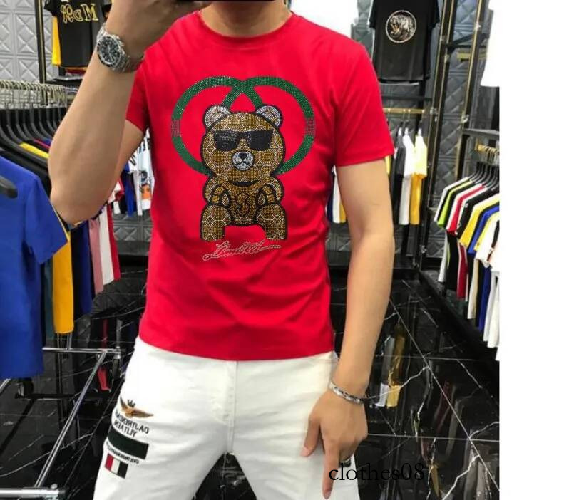 Fashion Anime Men's Rhinestones Dress T-shirt S-6XL Cotton Streetwear Hip Hop Design for Drop Shipping