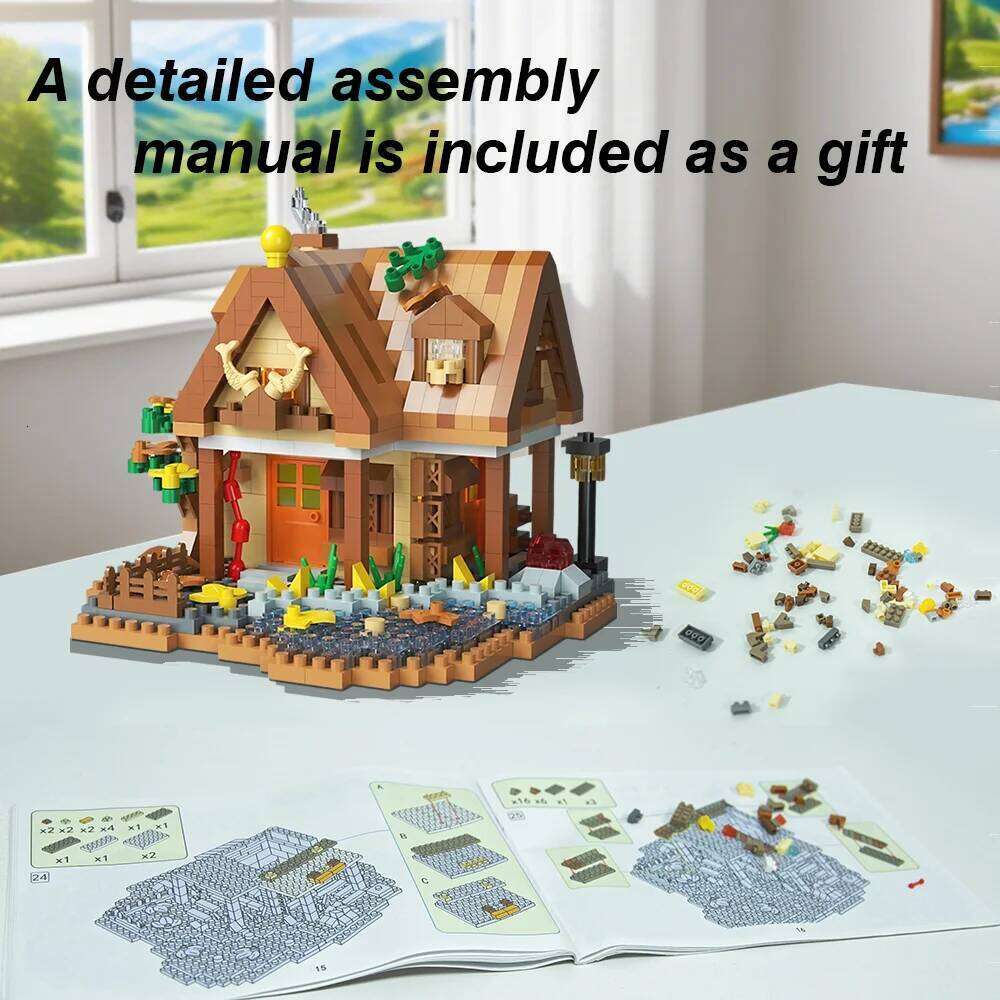 Forest Cabin Building Blocks Set - DIY Wooden House Model Kit, Creative Puzzle Toy for Adults & Kids Z260305