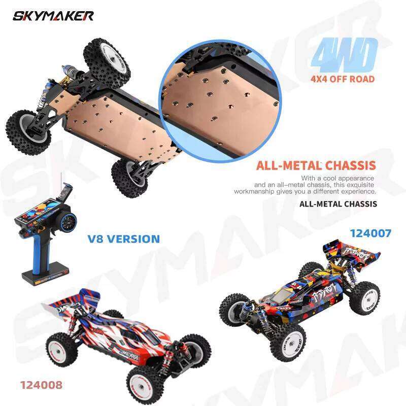 WLtoys 1:12 RC 124007 124008 V8 4WD Brushless Motor Max 75Km/H /12 High Speed Off-Road Remote Control Racing Car Toys Gift C260305