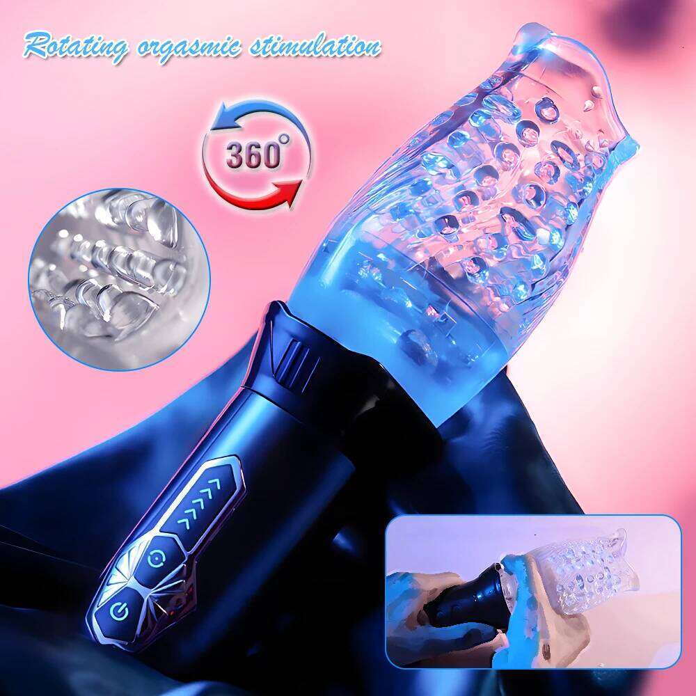 Masturbator Rotation Silicone Vagina Vibrator Electric Pocket Pussy For Penis Male Piston Automatic Mastubator W260305