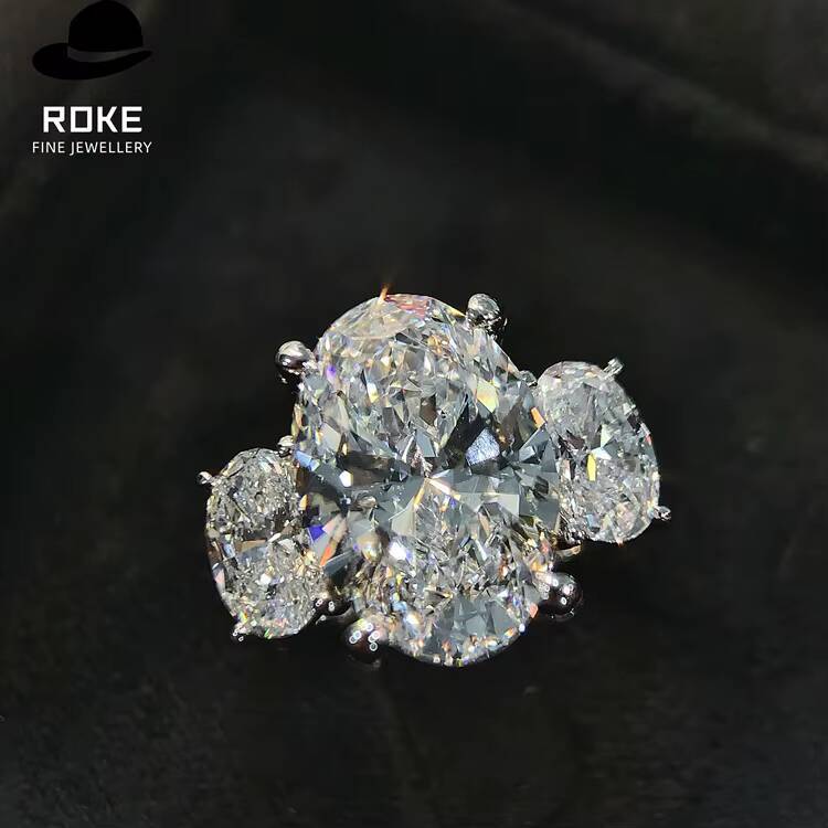 9K-18K White Gold Elegant Statement Women Diamond Ring with Central 601ct Lab-grown Oval Diamond Anniversary