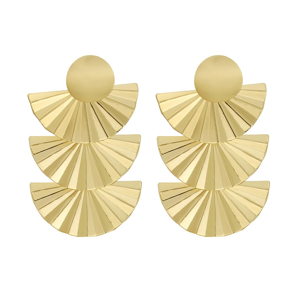 Elegant Multi-Layer Fan-Cut Metal Earing Accessory - Perfect Statement Piece