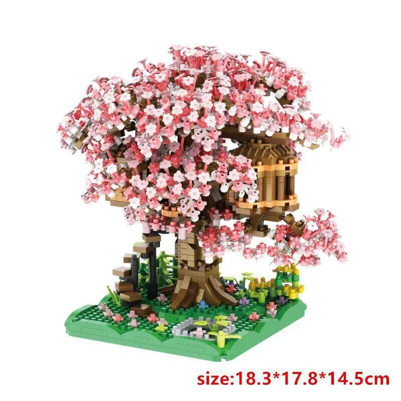 Mini Sakura Tree House 2138pcs Build Block Bricks City Street View Cherry Blossom Model Building Blocks Toys Children Gifts Z260306