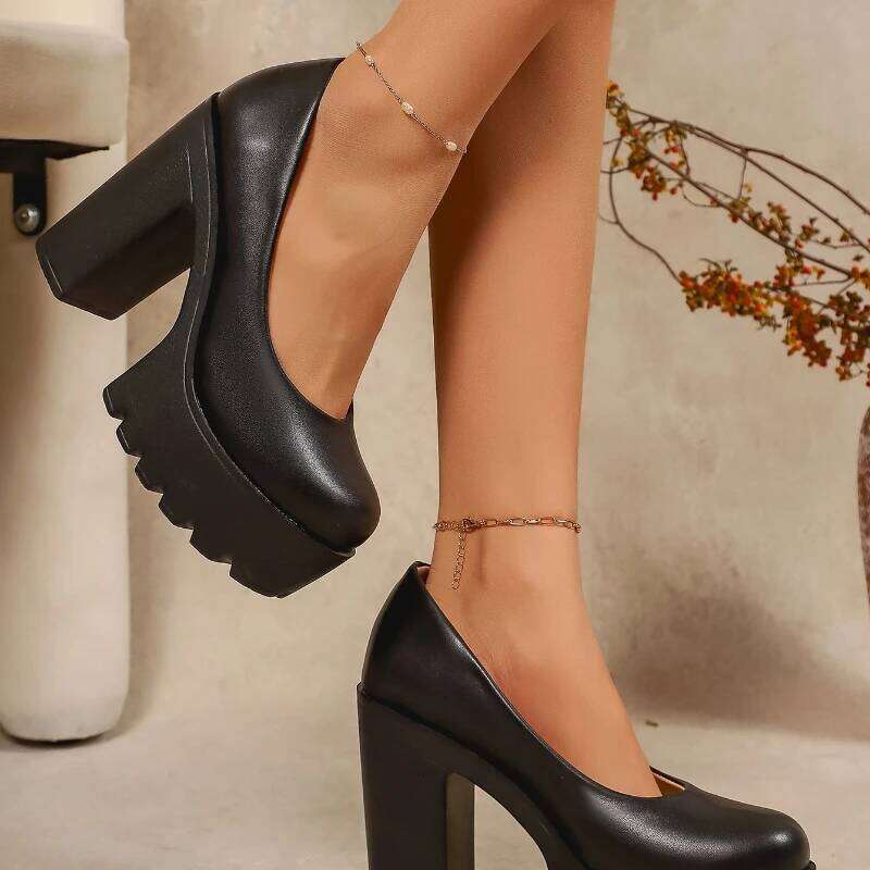 2025 New Ultra Fashion Simple Thick Bottom Women's Casual High Heels