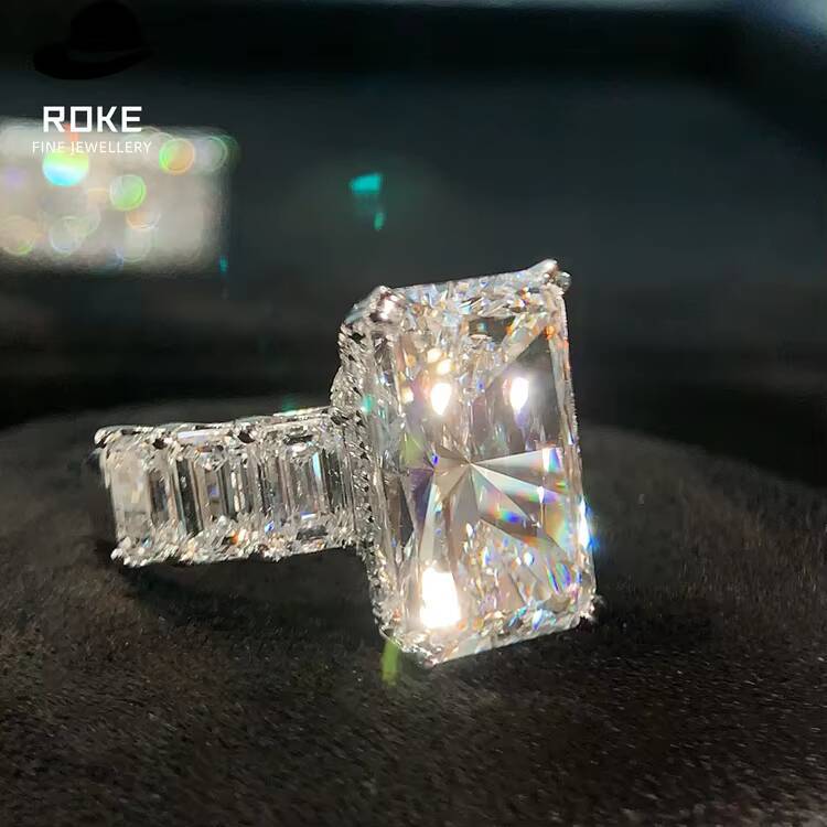 Laboratory-grown 111ct Radiant Cut Centre Diamond Set with 421ct Accent Stones 9K-18K White Gold Engagement Ring