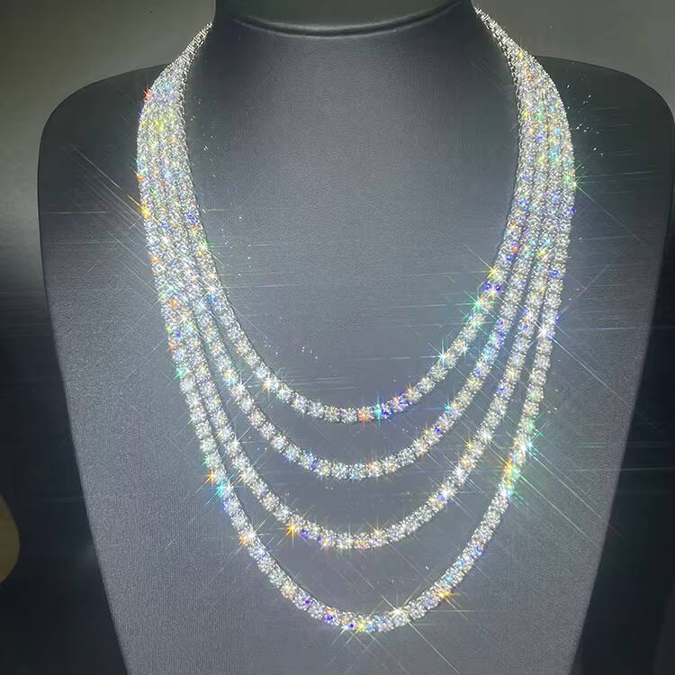 In Stock Wholesale Price 2mm-6mm D Color VVS Moissanite Diamond S925 Silver Tennis Chain Necklace Bracelet