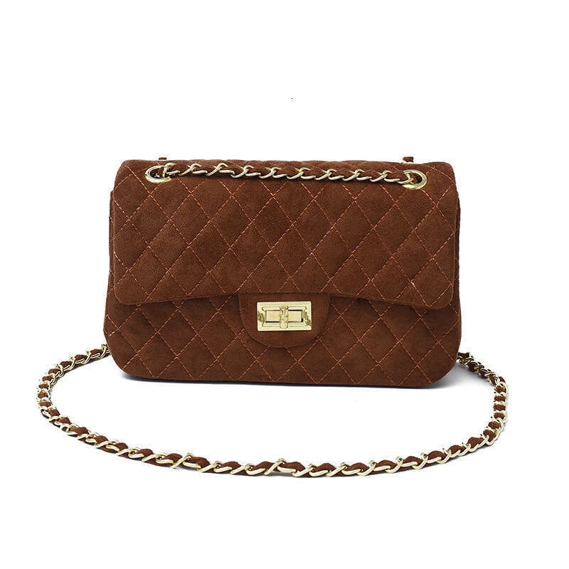 Elegant Simple Quilted Chain For Women, New Trendy Crossbody Bag, Velvet Versatile Lock Buckle Shoulder Bag