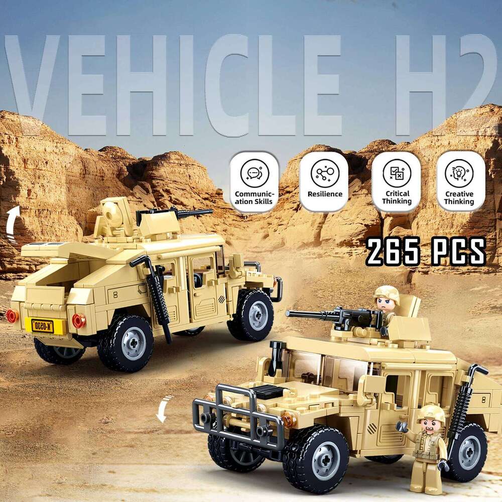 265PCS WW2 Military SWAT H2 Assault Vehicle Building Blocks Army Soldier Armor Car Model Bricks DIY Toys Gifts For Kids Boys Z260305