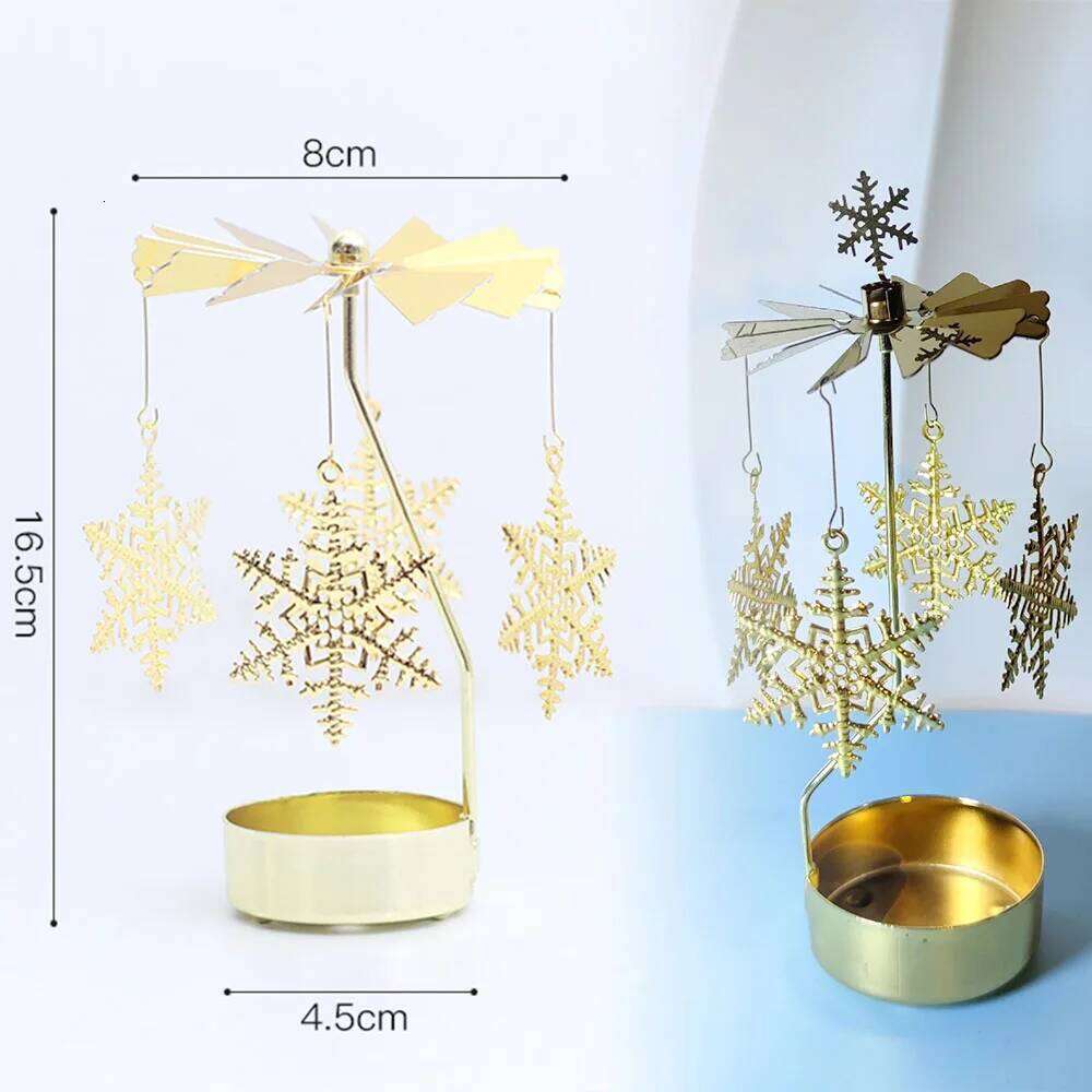 Gold Rotating Candle Holder Christmas Decor Metal Spinning Tealight Carousel DIY for Wedding Party Table Centerpiece Decoration XJ260305