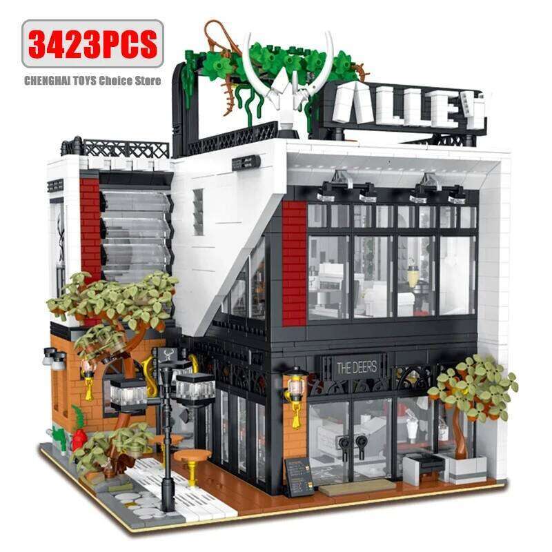 MOC-123898 Modern The Deers Milk Tea Shop Modular Architecture Model City Street View Building Block Toys for Children Boy Gifts Z260306