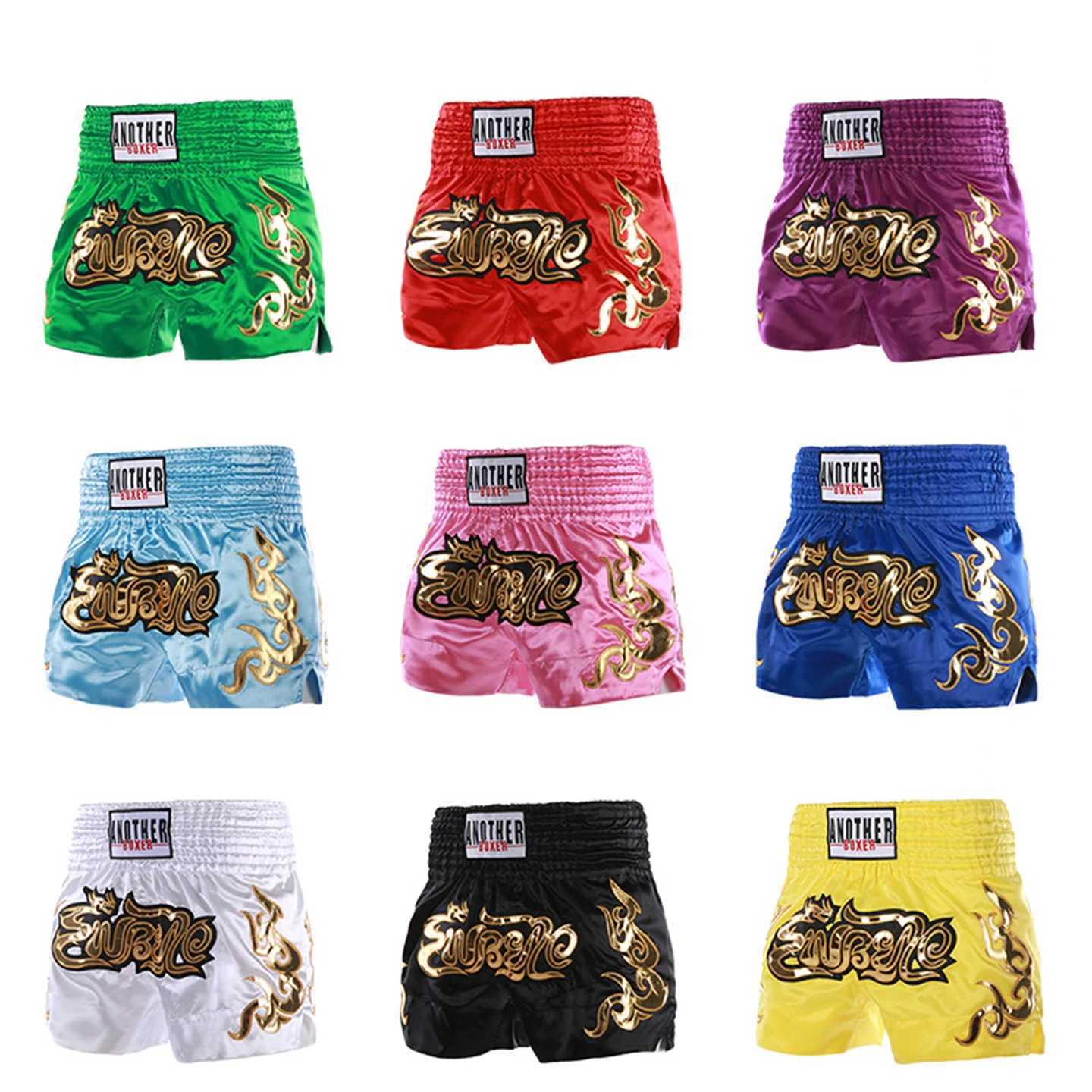 Anotherboxer Muay Thai Shorts Authentic Embroidery Boxing Trunks Adults And Children Free Fighting Sanda Training Half Pants X260306