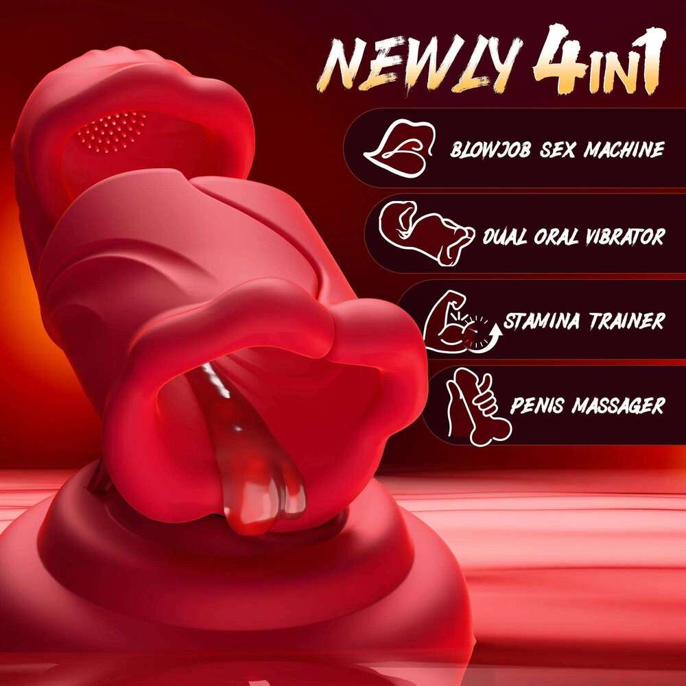 Openable Stroker Male Masturbator 360 Full-Surround Blowjob Penis Vibrator Adult Sex Toys for Men Dual Lip Grip Trainer W260305
