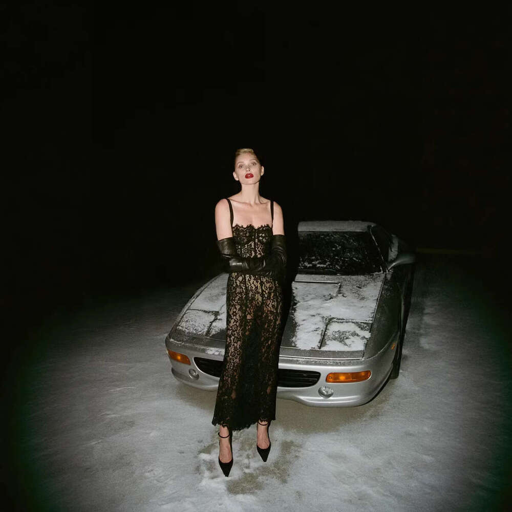 Black Lace Strap Sheer Slim Fit Fashion Party Dress Sexy Luxury High-end Women's Clothing