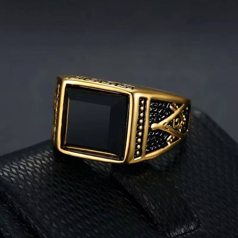 hot sale retro Masonic AG mens ring made of titanium steel ring