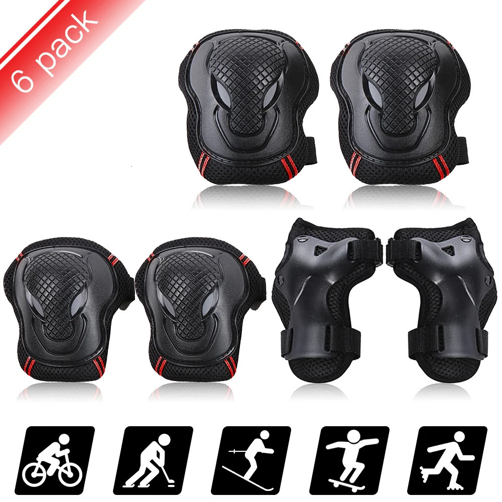 6PCS Kids Teens Adults Knee Pads Elbow Wrist Guards Safety Protective Gear Set for Skateboard Cycling Riding Roller Skating 260228