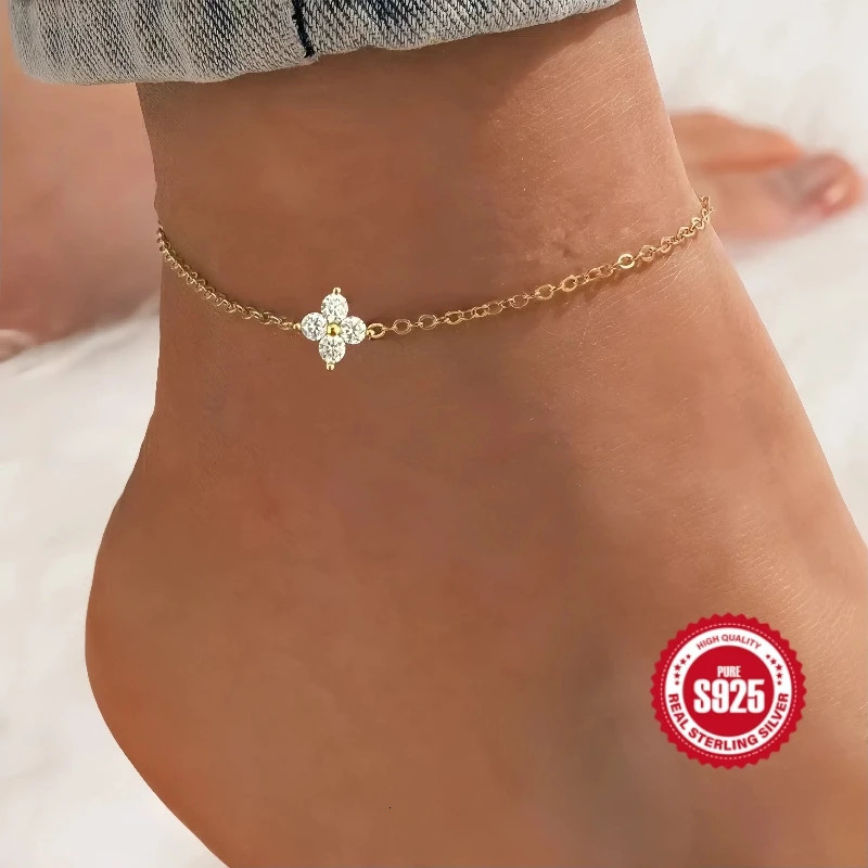 ROXI 100 925 Sterling Silver Summer Petal Patter Pendant Bracelet/Anklet For Women Daily/Beach Cool Jewelry pulseras mujer 260304