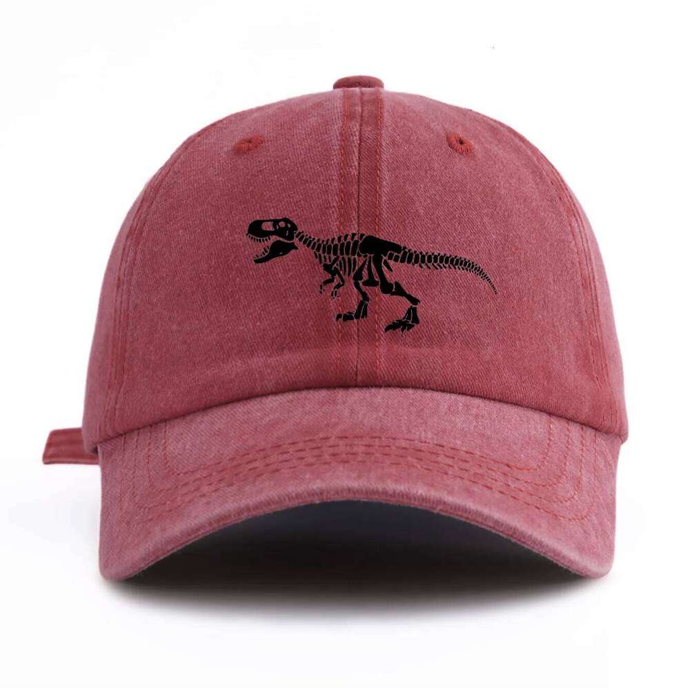1pc Black T. Rex Print Washed Baseball Cap for Adults, Minimalist Retro Style Casual Soft Adjustable Dad Hat, Perfect As Gift Y260304