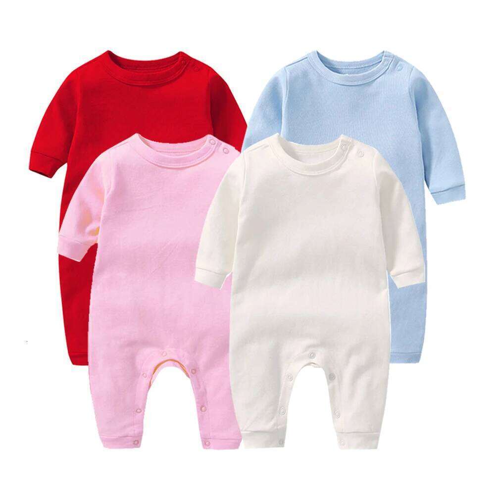 100% Cotton New Born Baby Jumpers Rompers Girls Growing Boys Sleepsuits One-Pieces Solid Jumpsuits Roupa Bebe Long Sleeved Grows Z260306