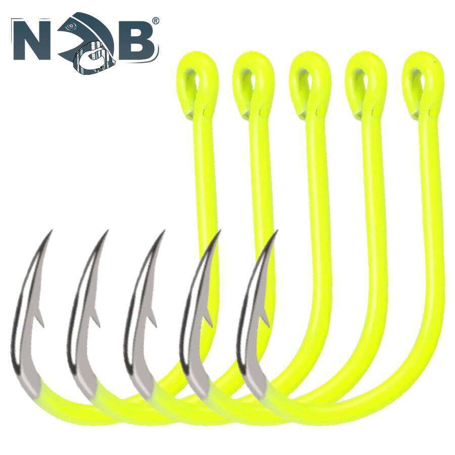 NGB 50PCS Sharp High-carbon Steel Fishhooks Barbed Fluorescent Fishing Durable Fish Gear Fighting Hook With Eye for Carp S260305