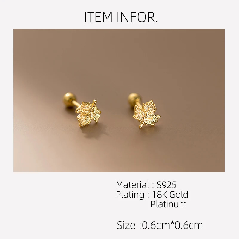La Monada 925 Sterling Silver Stud Earrings For Women Silver 925 Maple Leaves Fine Women Earrings Jewelry Stud Earrings Geometry 260303