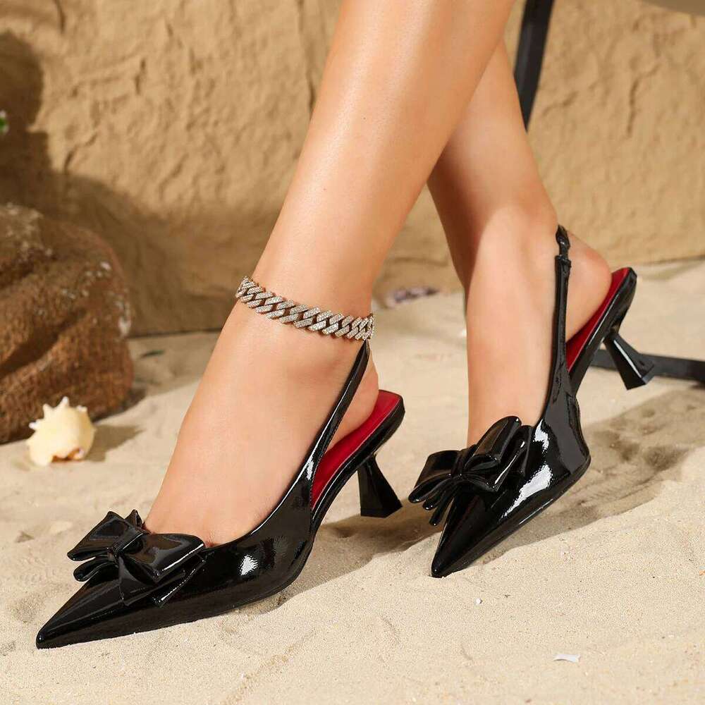 Ladies Butterfly Knot Decorated Pointed Toe Slim High Heels Elegant Women's Footwear
