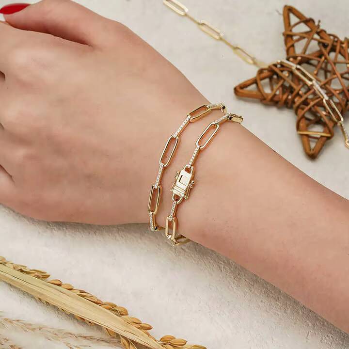 VOAINO Custom Jewelry Pave Paperclip Bracelet 65inch 14k 1ct DEF VVS Lab Diamond Bracelets Bangles