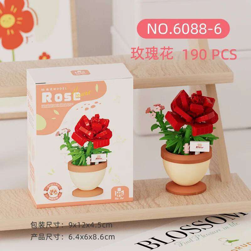2024 New Original Rose Box Tulip Lotus Building Blocks Flower Model Tiny Particle Gift Toy Z260306