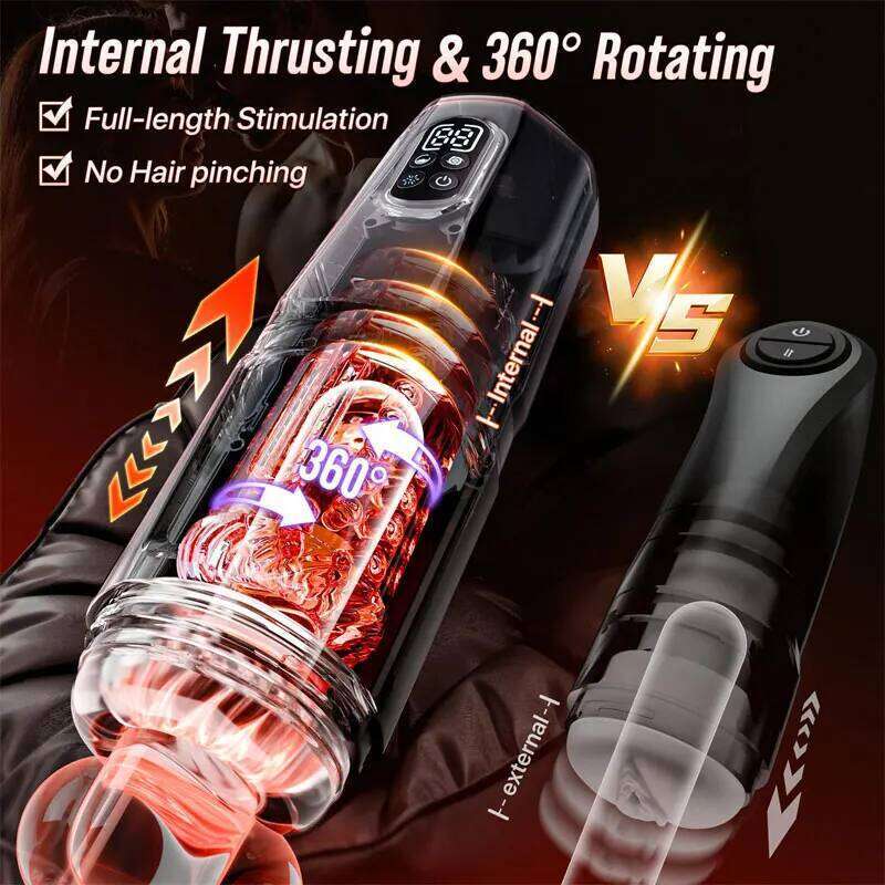 Automatic Rotating Vibrating Male Masturbator Penis Pump Thrusting Licking Machine Stroker Pocket Pussy Sex Toys for Men 18+ W260305