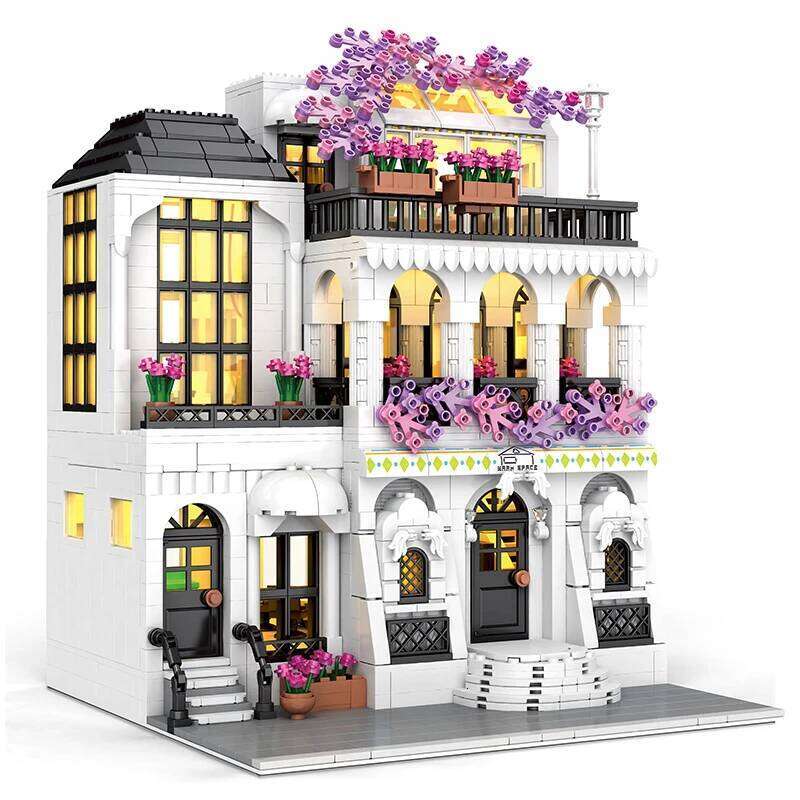 MOC Creative European Architecture Building Blocks Garden Hotel Flower Villa Street View Bricks Ideas Toy For Friend Gift Z260306