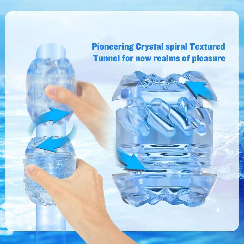 kaifutong Manual Spiral Motion Male Masturbator Sleeve Adult Toys for Men Realistic Pocket Pussy Open Ended Crystal Sex Toy W260305