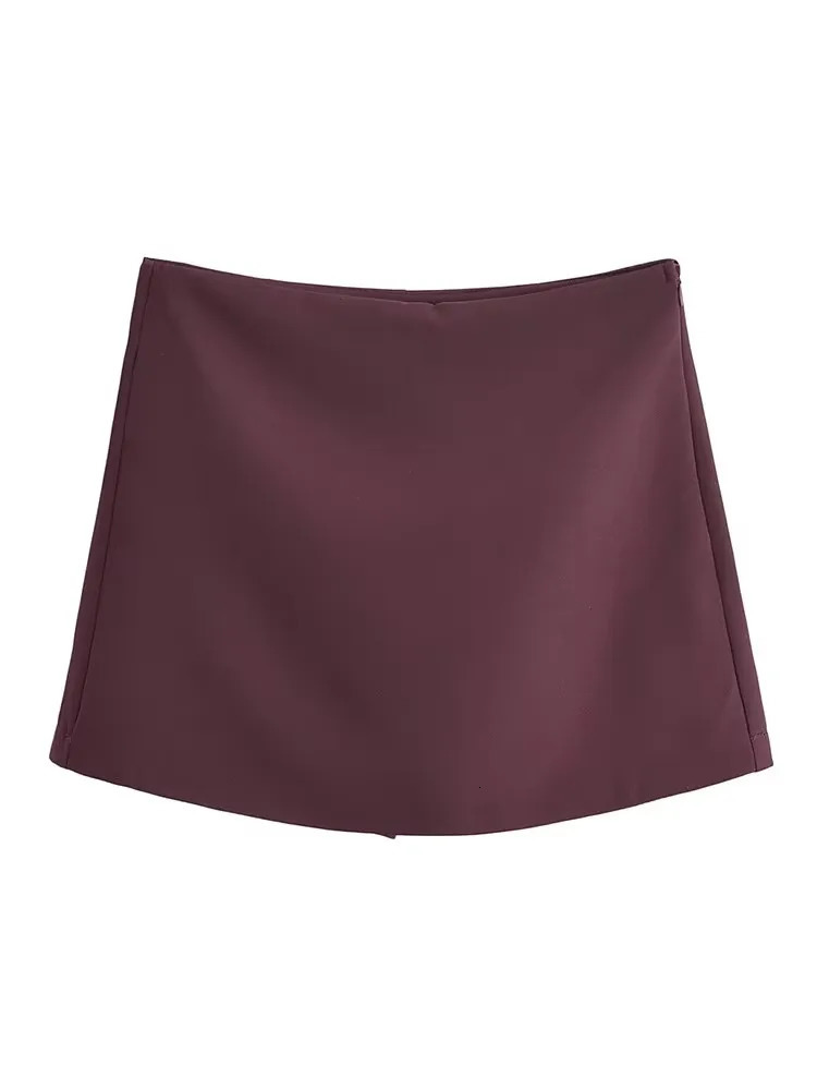 TFMLN Spring Women Solid Skort Fashion Causal Side Zipper Mini Shorts Skirts Vintage High Waist Streetwear Shorts Skirts 260306
