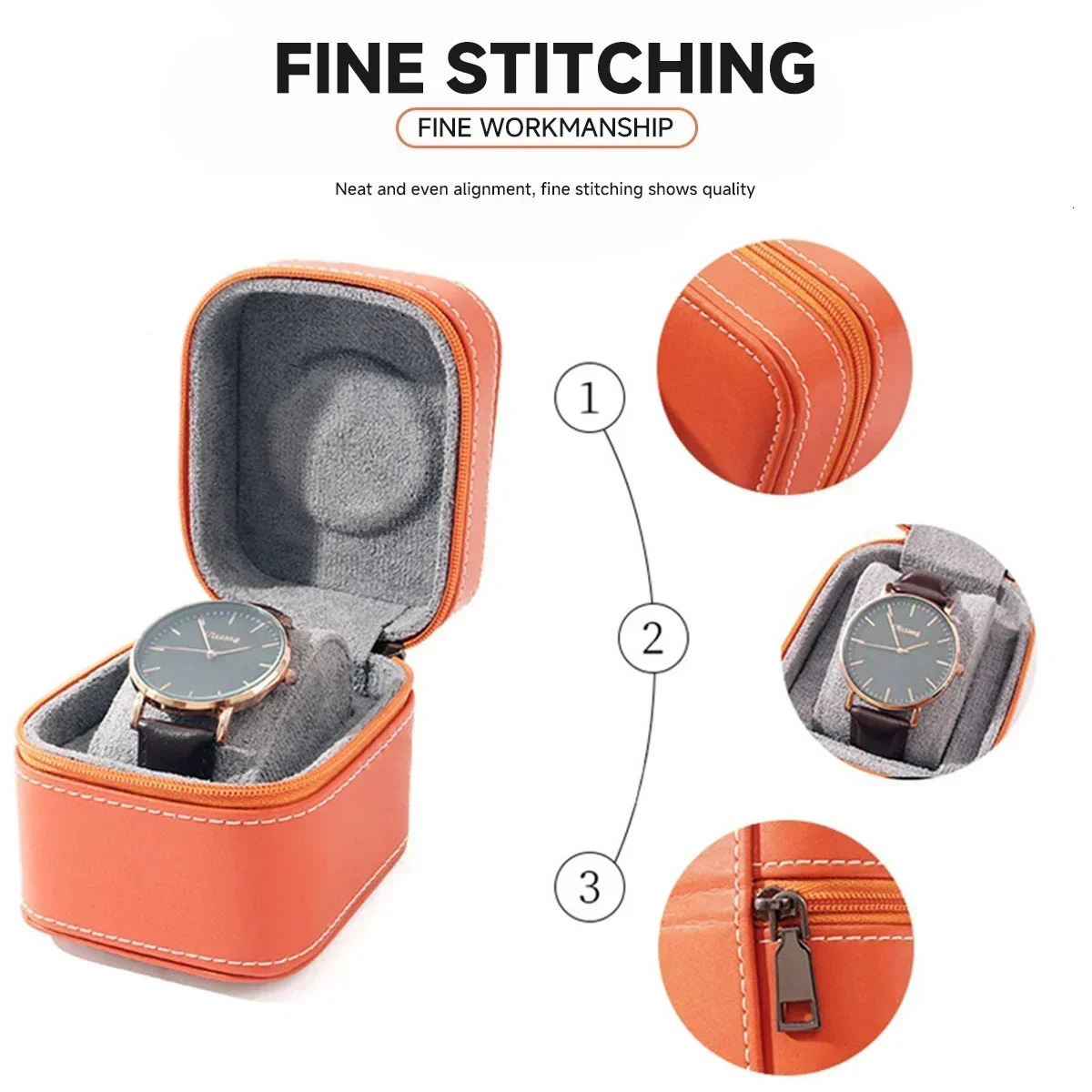 Single Watch Case PU Leather Watch Travel Case with Removable Cushion Jewelry Storage Case Organizer Portable Square Watch Box 260304