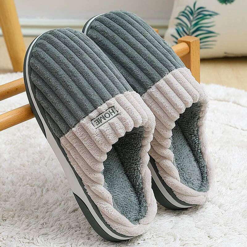 Litfun Fur Fluffy Winter Warm Plush Indoor House Outdoor Non-slip Fashion Men Cotton Shoes Fuzzy Slippers