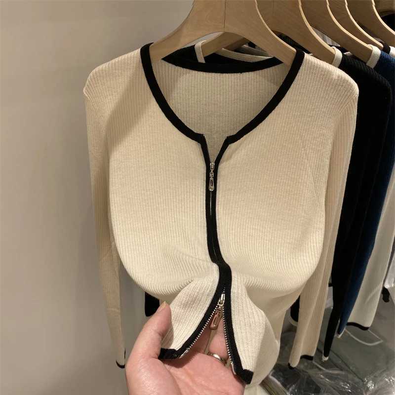 Knitted Sweater Women Cardigans New Long Sleeve O-Neck White Knit Sweater Cardigan Women Tops Knitwears Sueters De Mujer Q963 M260306