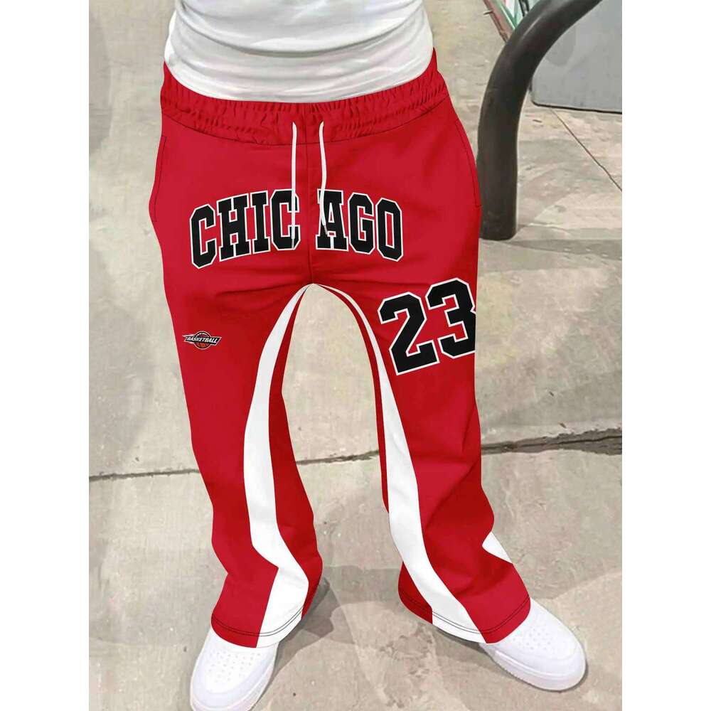 Y2k Flared Men Loose 3D Print Trousers Casual Sweatpants Mid Waist Sporty Female Clothes Streetwear Hip Hop Vintage Pants