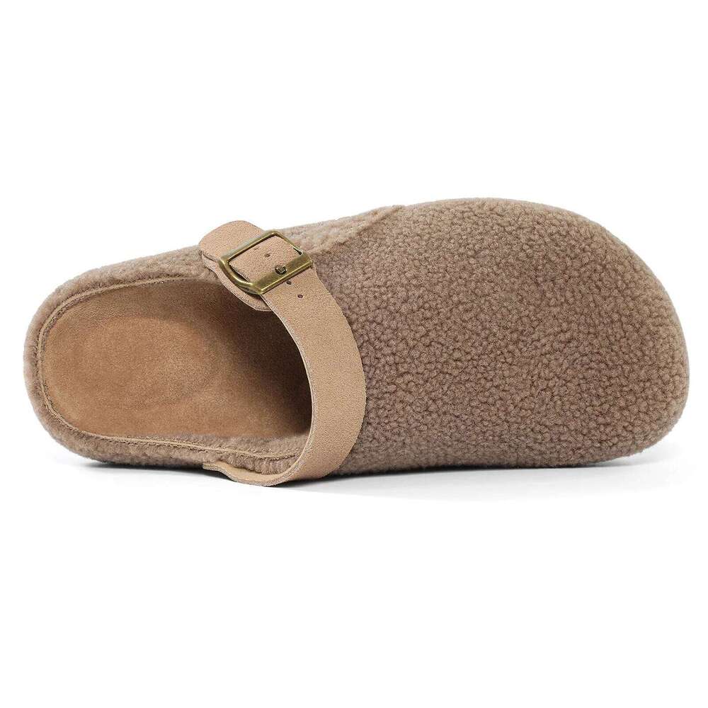 Litfun Winter Plush Lining For Women Non-slip Platform Indoor Slides Furry Cozy Outdoor Slippers With Adjustable Buckle