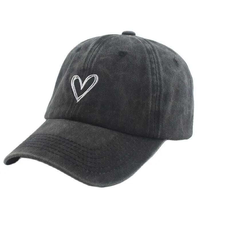Fashion Outdoor Sport Baseball Caps For Men Women Love Heart Embroidery Snapback Cap Washed Cotton Dad Hat Y260304
