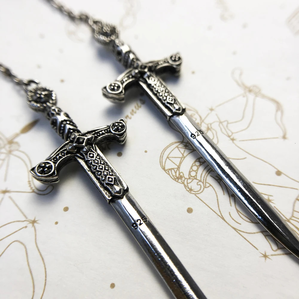 Earrings Richly Ornamented Sword Europe Fine Jewelry For Women Men Summer Sterling Silver 925 Fantasy Gift 260303