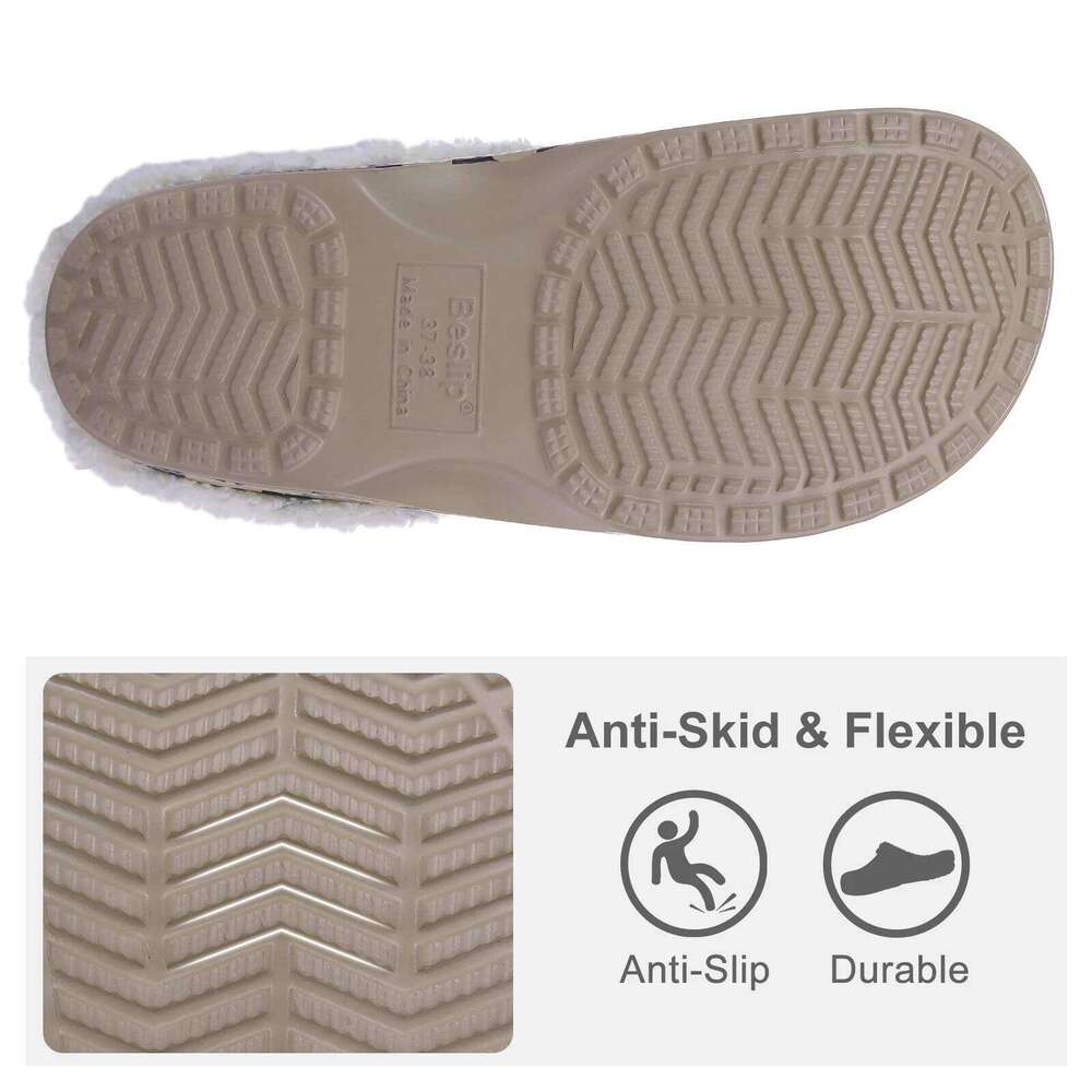 Litfun Female Clogs Couples Home Bedroom Fuzzy Slides Soft Sole Waterproof EVA Plush Women Warm Slippers Garden Shoes