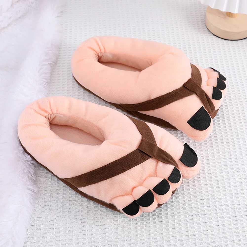 Funny Big Toe Shoes Cartoon Fuzzy Slippers Non Slip Soft Novelty Slippers Comfortable Fluffy Couple Shoes for Women Adults S260305