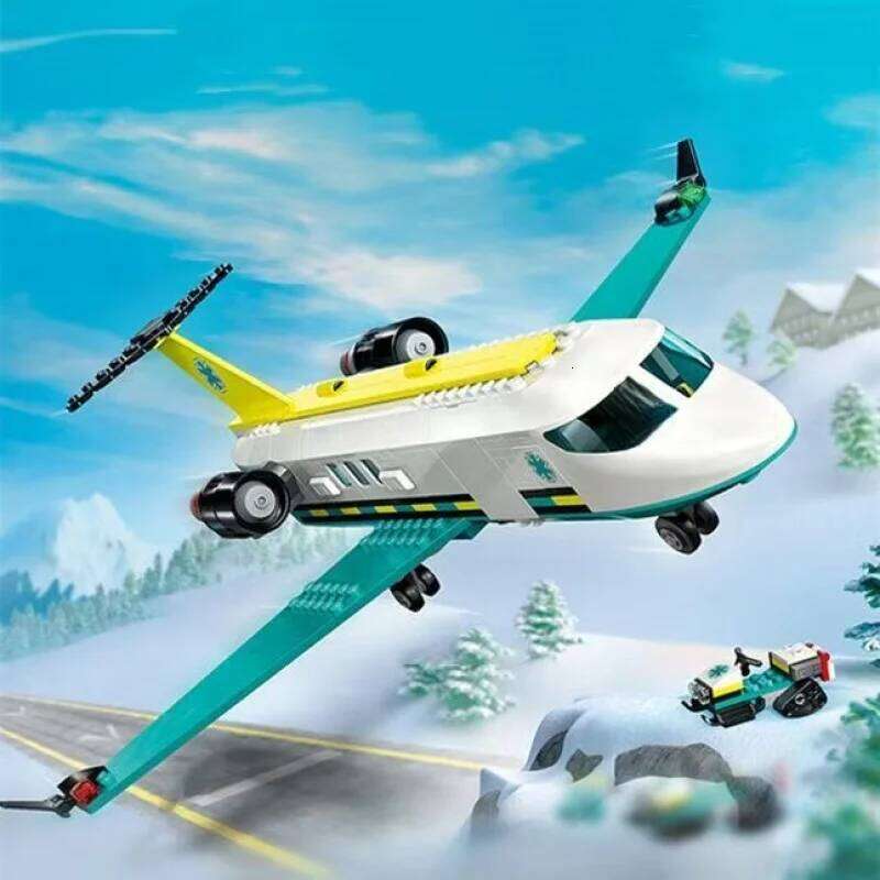 Emergency Air Ambulance PlaneCity airport airplane 60465 building blocks, aviation medical rescue aircraft assembly model set Z260306