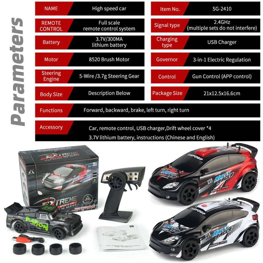 1:24 RC Model 2.4GHz RTR Scale with WIFI FPV HD Camera ESP LED Light Electric Car Remote Control Toys for Children Boys Gift C260305
