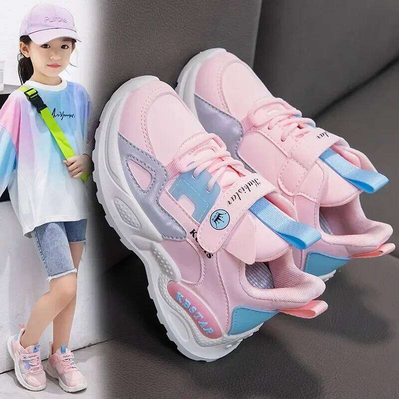 Kids Sneakers Girls School Casual Outdoor Breathable Running Light Soft Tenis Pink Non-slip Children Shoes 26Y0304
