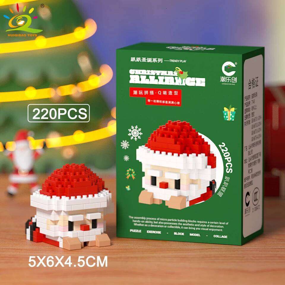 HUIQIBAO MOC Christmas Model Elk Deer Santa Claus Building Block City Snow House Xmas Tree Bricks Set Toy for Children Kids Gift Z260306