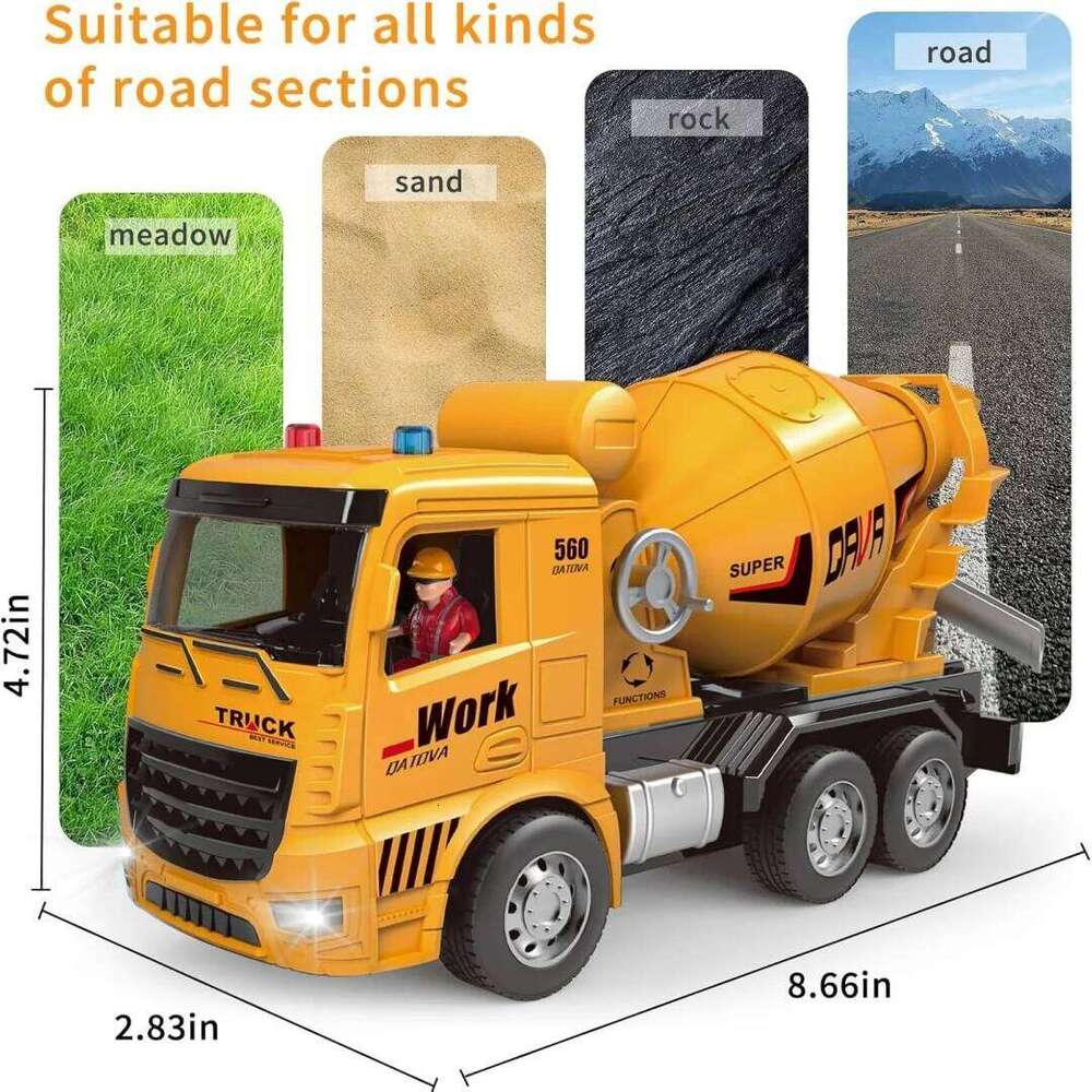 6CH 2.4G Dump and Cement Mixer RC Engineering Car Children's Toy Boy Christmas Birthday Gift Model Truck C260305