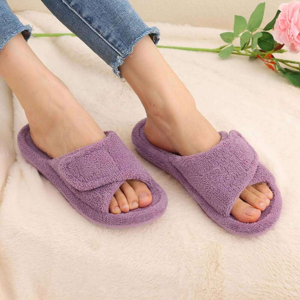 Litfun Women Fuzzy Slippers Orthopedic Plush With Arch Support Non-slip Furry Bedroom Slide Open Toe Fur House Shoes