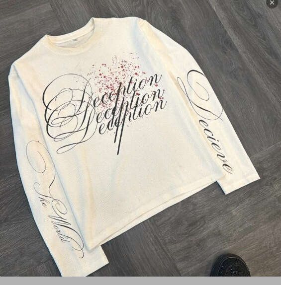 Dark-style street punk unisex long-sleeve tops wholesale American retro millennium print T-shirts