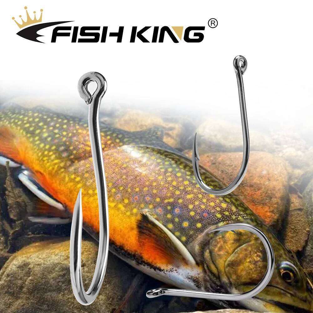 FISH KING 50-100Pcs/Box Accessories CHINU Circle Carp Eyed Fishing High Carbon Steel Fishhook Single Worm Hook S260305