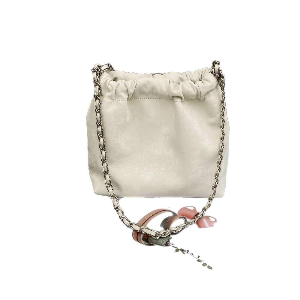 Tote Genuine Leather Bucket New Chinese Style Single Shoulder Crossbody Bag Versatile Silk Chain Handbag