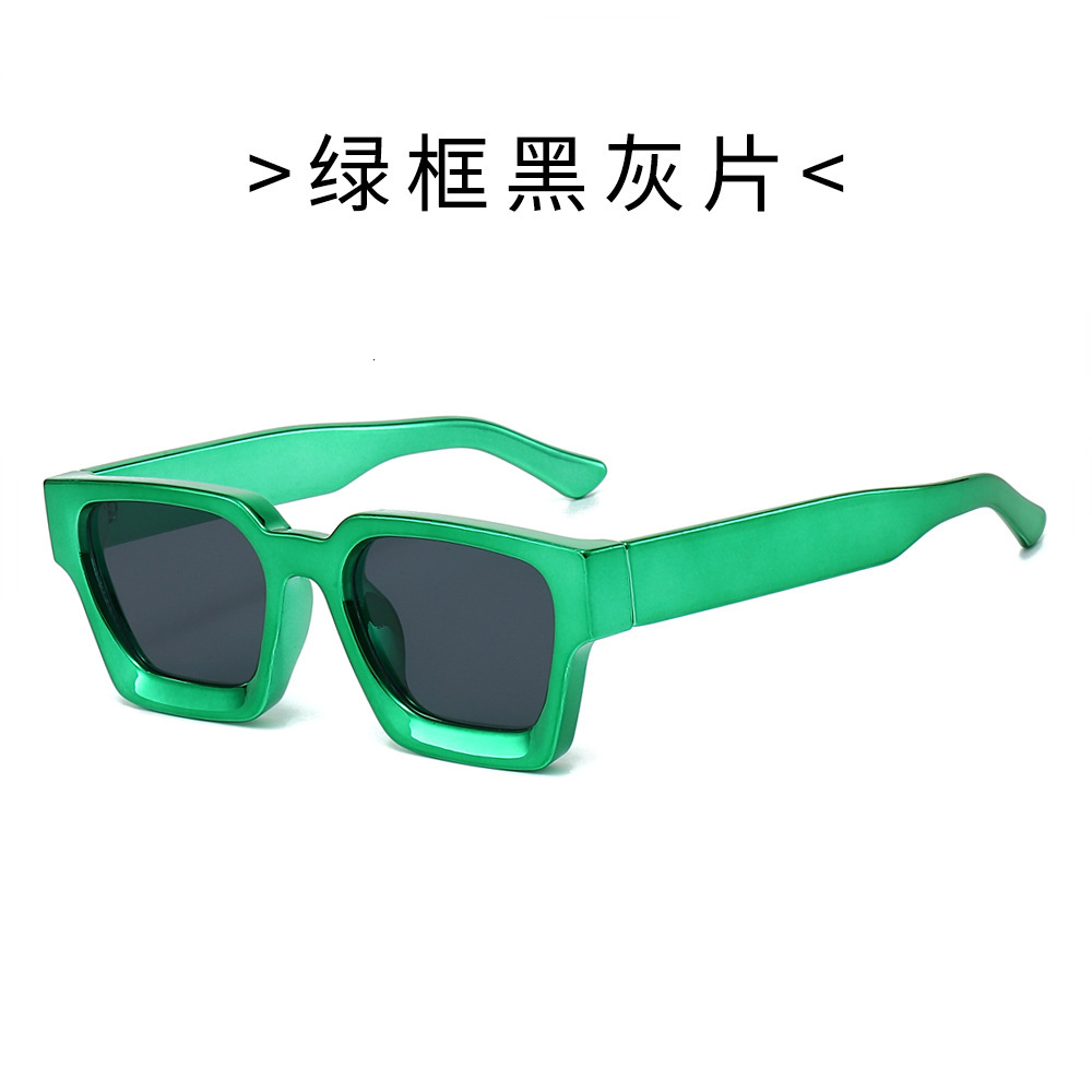 25 new models of square-frame European and American electroplated sunglasses, trendy, UV-protective, fashionable, rainbow